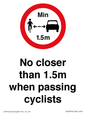 PR7879: No closer than 1.5m when passing cyclists