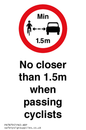 PR7879: No closer than 1.5m when passing cyclists