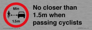 PR7879: No closer than 1.5m when passing cyclists