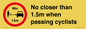 PR7879: No closer than 1.5m when passing cyclists