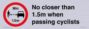 PR7879: No closer than 1.5m when passing cyclists