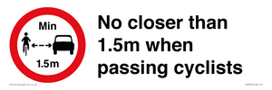PR7879: No closer than 1.5m when passing cyclists