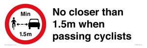 PR7879: No closer than 1.5m when passing cyclists