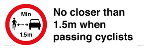 PR7879: No closer than 1.5m when passing cyclists