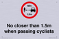 PR7879: No closer than 1.5m when passing cyclists