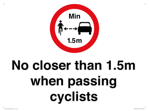 PR7879: No closer than 1.5m when passing cyclists