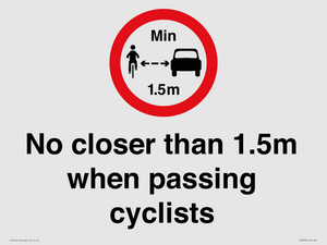 PR7879: No closer than 1.5m when passing cyclists