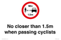 PR7879: No closer than 1.5m when passing cyclists