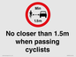 PR7879: No closer than 1.5m when passing cyclists