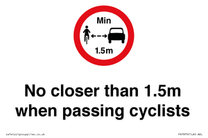 PR7879: No closer than 1.5m when passing cyclists