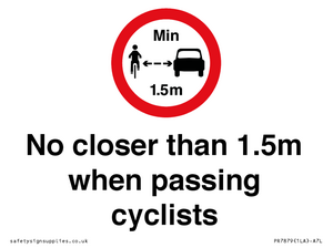 PR7879: No closer than 1.5m when passing cyclists