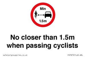 PR7879: No closer than 1.5m when passing cyclists