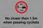 PR7879: No closer than 1.5m when passing cyclists