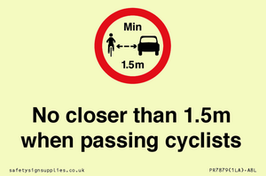 PR7879: No closer than 1.5m when passing cyclists