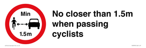 PR7879: No closer than 1.5m when passing cyclists