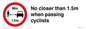PR7879: No closer than 1.5m when passing cyclists