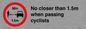 PR7879: No closer than 1.5m when passing cyclists
