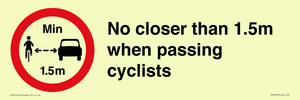 PR7879: No closer than 1.5m when passing cyclists