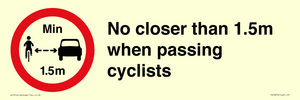 PR7879: No closer than 1.5m when passing cyclists