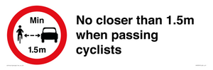 PR7879: No closer than 1.5m when passing cyclists
