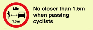 PR7879: No closer than 1.5m when passing cyclists