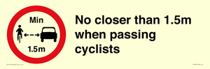 PR7879: No closer than 1.5m when passing cyclists