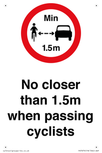 PR7879: No closer than 1.5m when passing cyclists