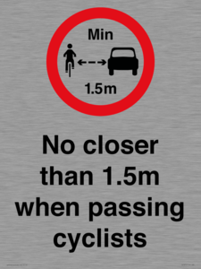 PR7879: No closer than 1.5m when passing cyclists