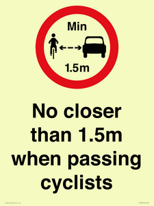 PR7879: No closer than 1.5m when passing cyclists