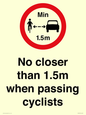 PR7879: No closer than 1.5m when passing cyclists
