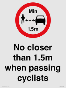 PR7879: No closer than 1.5m when passing cyclists