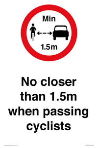 PR7879: No closer than 1.5m when passing cyclists