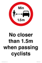 PR7879: No closer than 1.5m when passing cyclists