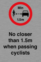 PR7879: No closer than 1.5m when passing cyclists