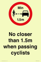 PR7879: No closer than 1.5m when passing cyclists