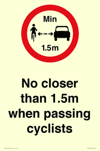 PR7879: No closer than 1.5m when passing cyclists