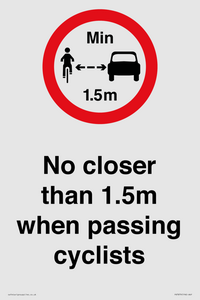 PR7879: No closer than 1.5m when passing cyclists