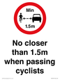PR7879: No closer than 1.5m when passing cyclists