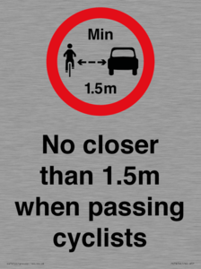PR7879: No closer than 1.5m when passing cyclists