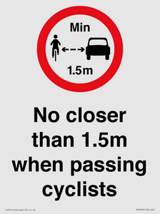 PR7879: No closer than 1.5m when passing cyclists
