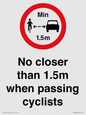 PR7879: No closer than 1.5m when passing cyclists