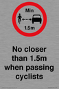 PR7879: No closer than 1.5m when passing cyclists