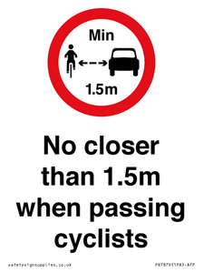 PR7879: No closer than 1.5m when passing cyclists