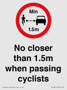 PR7879: No closer than 1.5m when passing cyclists