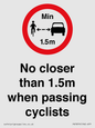 PR7879: No closer than 1.5m when passing cyclists