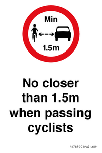PR7879: No closer than 1.5m when passing cyclists