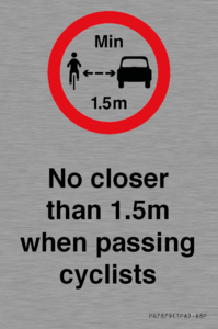 PR7879: No closer than 1.5m when passing cyclists