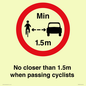 PR7879: No closer than 1.5m when passing cyclists