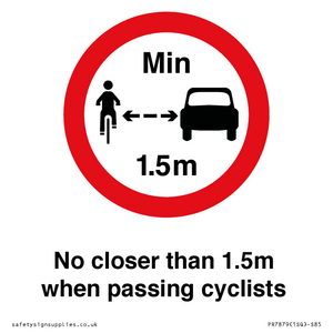 PR7879: No closer than 1.5m when passing cyclists