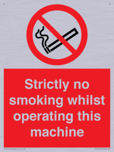PS14: strictly no smoking whilst operating this machine - safety sign